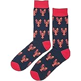 SockFly Fresh Lobster Dress Socks Funny Novelty Crazy Fun Design Men Size 8-12 Cotton Casual Crew Colorful Funky Fancy Socks Gift for Men