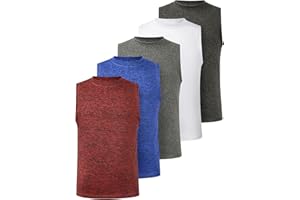 Femdouce 5 Pack Boys Workout Sleeveless Tank Tops Athletic Quick Dry Shirt Comfort Tagless Boy Tank Top Undershirts