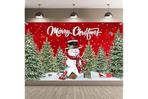 Irenare Christmas Backdrop Merry Christmas Banner Party Decoration Xmas Photography Background Photo Props for Winter Holiday New Year Eve Family Party Decoration Supplies(Snowman)