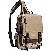 H HIKKER-LINK Canvas Messenger Bag Crossbody Shoulder Backpack Sling Bag Rucksack Daypack Casual Travel