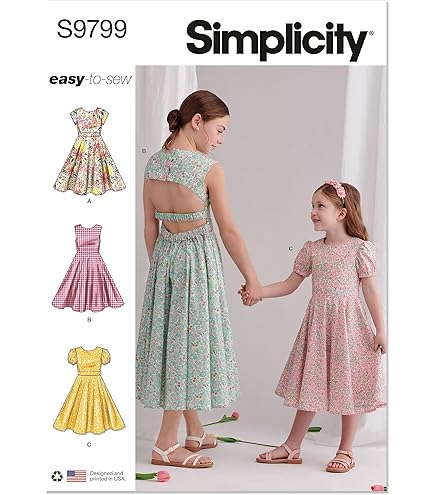 Simplicity New Look 6202 Child's Dress Pattern - Sizes 3-8 With Circle  Skirt & Sash