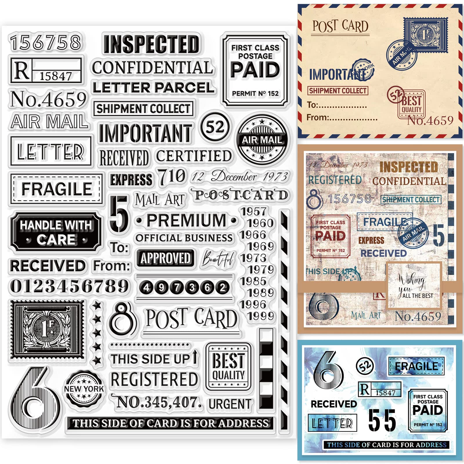 GLOBLELAND Vintage Air Tickets Clear Stamps Postmarks Postage Postcards Silicone Clear Stamp Seals for Cards Making DIY Scrapbooking Photo Journal Album Decoration, 11.7x8.3inch/29.7x21cm
