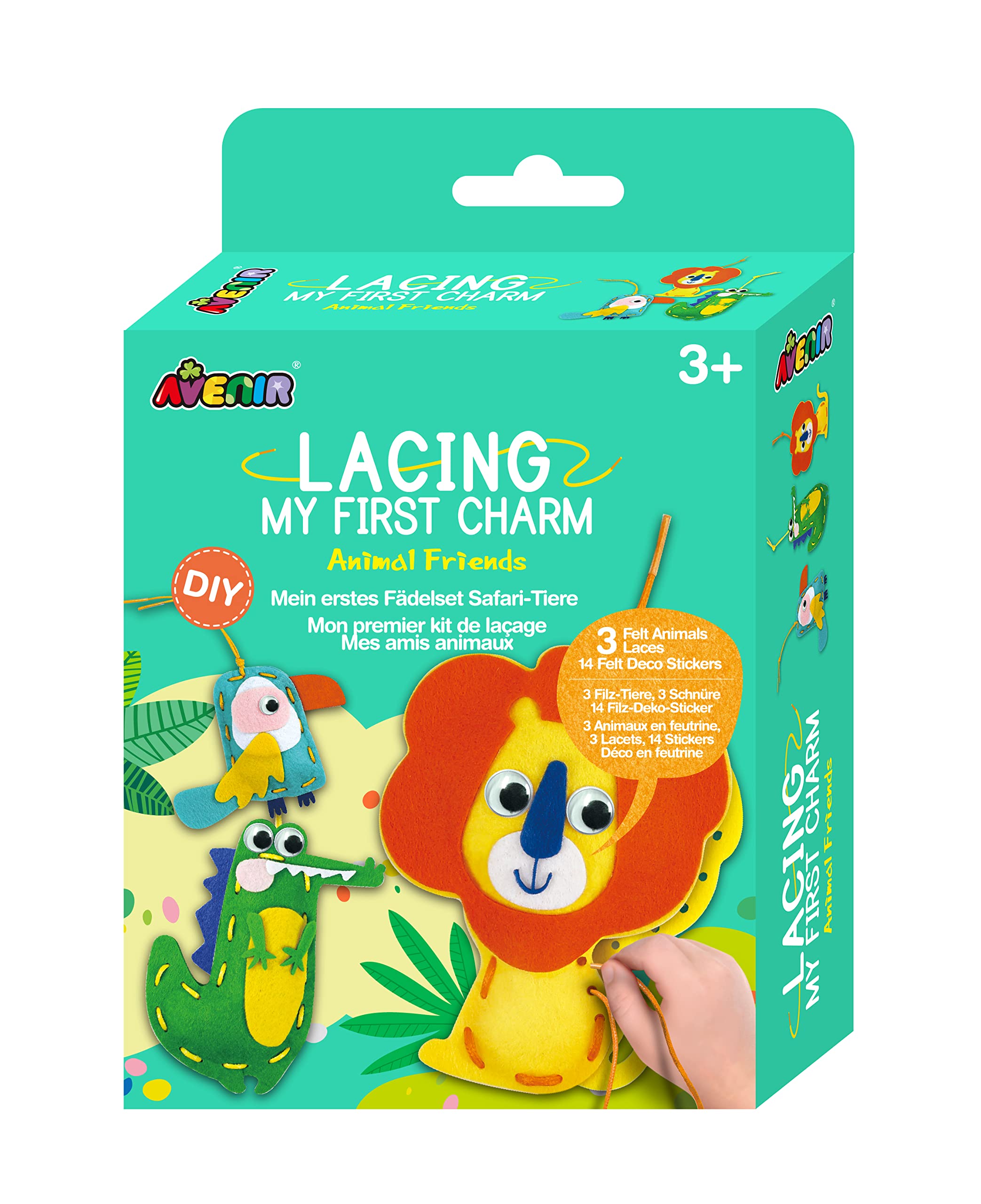 Avenir My First Lacing Kit Animal Friends | Creative Sewing & Stitching Activity for Kids Ages 3+ | DIY Craft Set with 3 Adorable Characters - Improve Hand-Eye Coordination & Tracing Skills — image 1