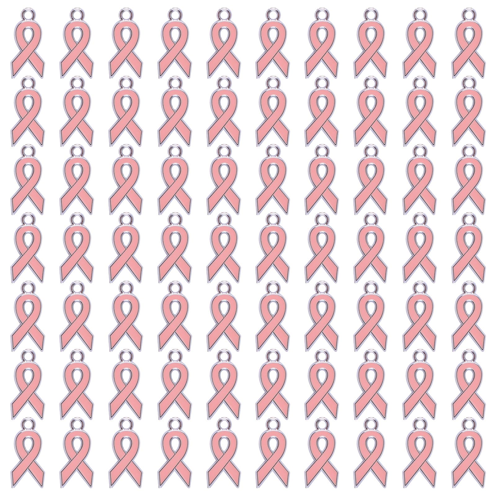 CRAFFANCY 80Pcs Pink Colors Ribbon Pendants, MiniPlastic Enamel Awareness Ribbon Charm Accessories for DIY crafts Necklace Bracelet Jewelry Making