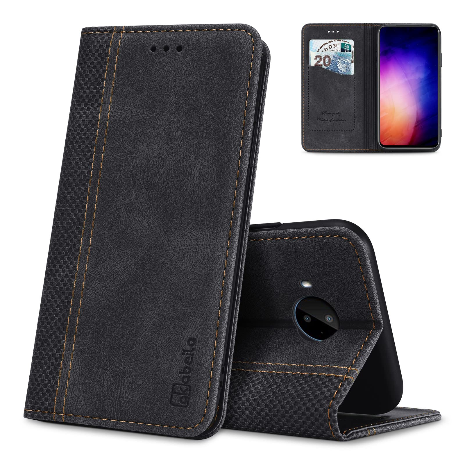 AKABEILA Case for Honor 70 Premium Leather Flip Wallet Case with Magnetic Closure Kickstand Card Slots Folio Phone Case Cover Protective Shockproof Black