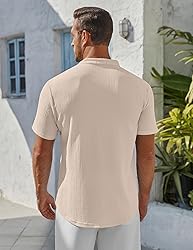 COOFANDY Men's Beach Henley Shirt Short Sleeve
