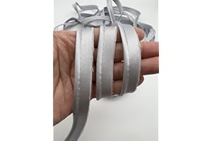 PEPPERLONELY 5 Yards 12mm (1/2 Inch) Polyester Satin Bias Piping Type, Bias Type with Cord, Piping Trim with Cord, Lip Cord Trim for Sewing Clothing Upholstery Trimming - Silver Gray