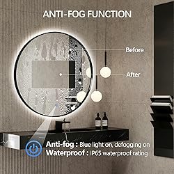 Niccy 40" LED Backlit Round Mirror for