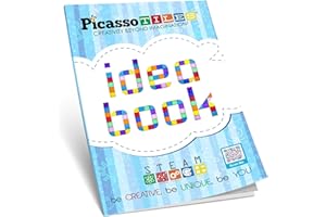 PicassoTiles Magnetic Tile Building Idea Book 230 Pages Illustrated Design Guide with 300 Creative Builds for Kids STEM Learning Creativity and Brain Development Educational Toy Ages 3 Plus PTIDEABOOK