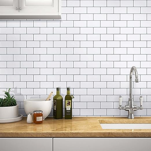 Peel Stick 3d Azulejos De Pared En Blanco Perla Metro 4 Hojas