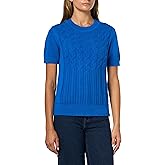 Nautica Womens Short Sleeve Crew Neck Cable Solid Sweater