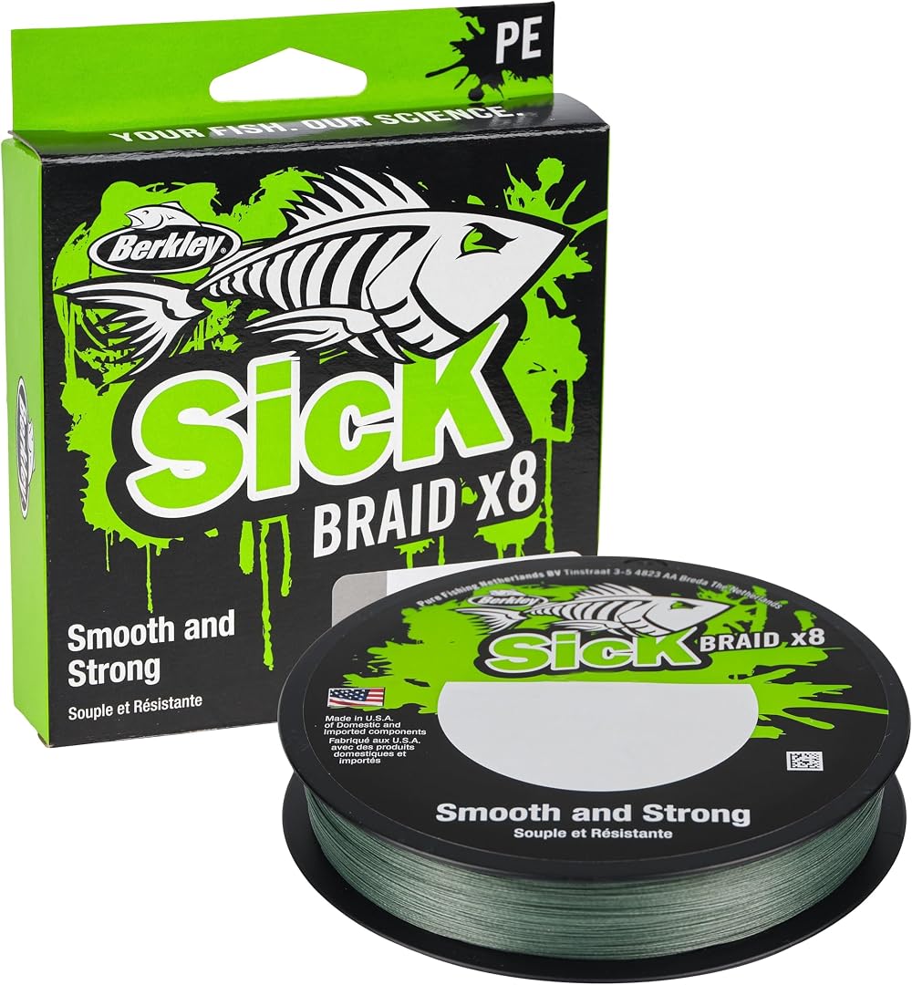 Berkley Sick Braid 8 Carrier Braided Fishing Line Moss Green 150/300m