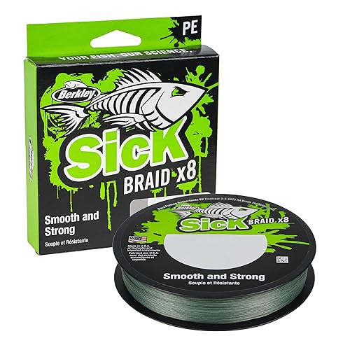 Berkley Sick Braid - 8 Strands Braided Fishing Line, Super Smooth 8 carrier Multifilament PE Braid Predator Fishing Lines 150/300m For Freshwater and Saltwater Sea Fishing, Unisex, Moss Green