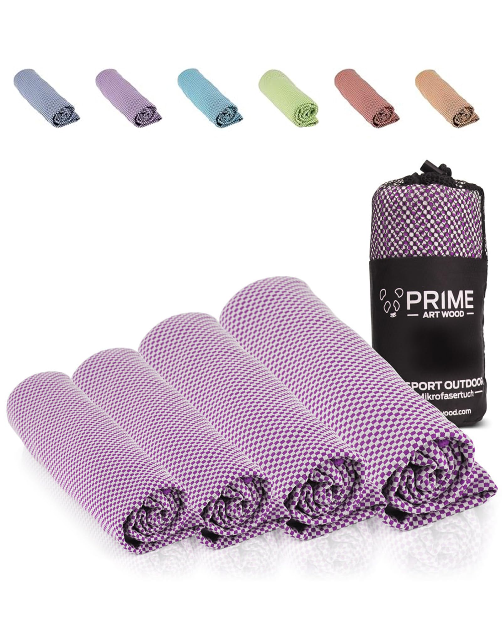 PRIME ART WOOD Travel Towel Bamboo 200 x 80 cm Purple