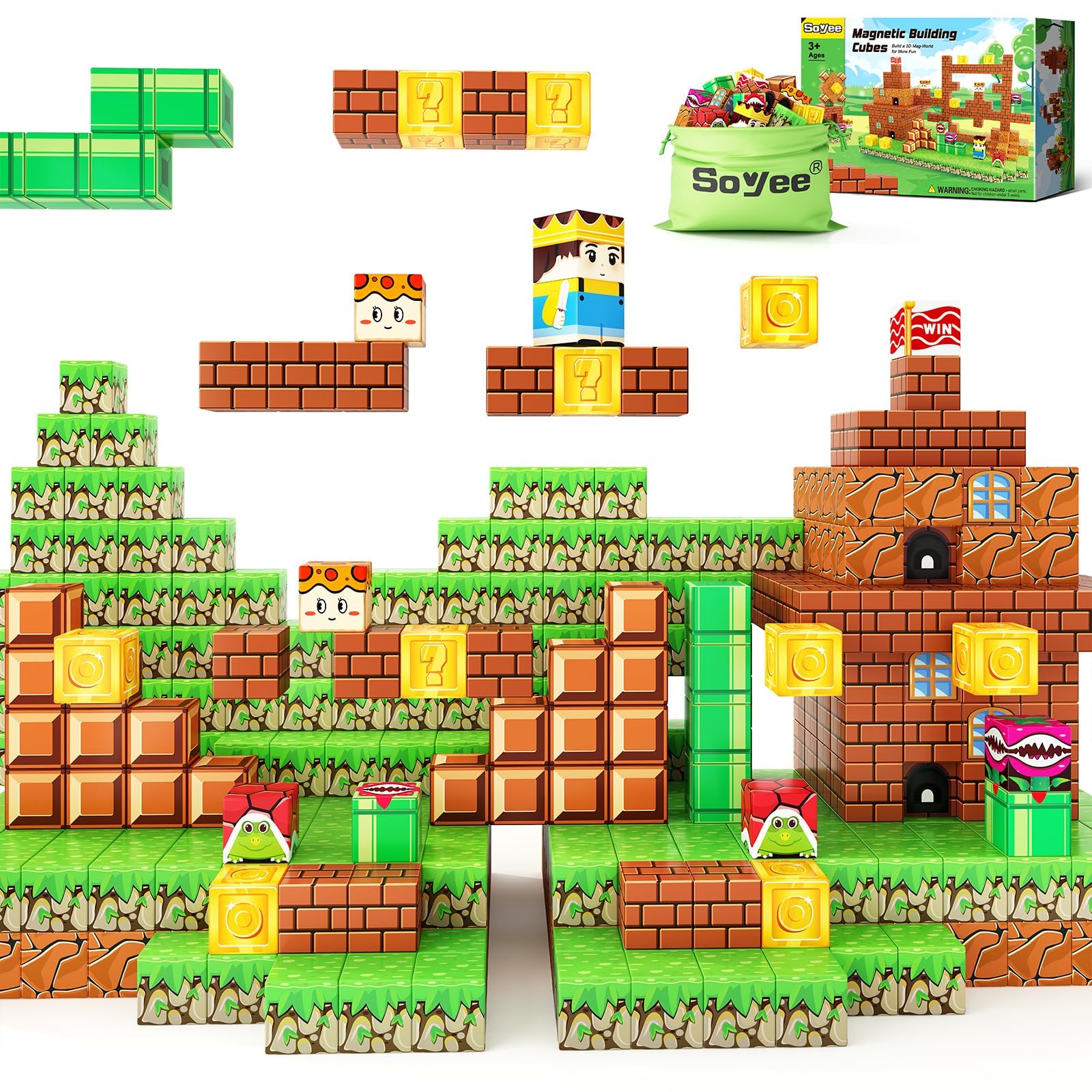 Soyee Magnetic Blocks Building Toys - Build Mine Magnet World Set, Magnet Toys for Boys & Girls Ages 5-7, Buildable Game Elements Gifts Toys for 3+ Year Old Boys & Girls