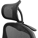 ERGOKING Herman Miller Aeron Headrest Attachment - Adjustable Mesh | Adjustable Height &amp; Tilt Ergonomic Headrest for Office Chair with Removable Coat Hanger, Breathable Black Mesh Support