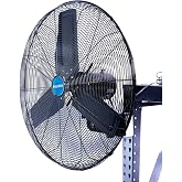 Global Industrial Deluxe Wall Mount Fan, 30" Diameter, Fixed and Oscillating Head, 3 Speed, 10,000 CFM at 1100 RPM, 1/2 HP, Tilting Head, For Indoor Use Only