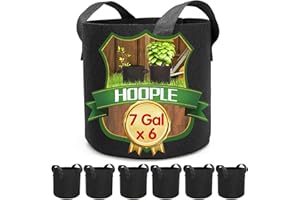 HOOPLE 6Pack 7 Gallon Grow Bags Garden Heavy Duty Non-Woven Aeration Plant Fabric Pot Potato Container Perfect for Potato,Strawberry,Chili,Carrot,Radish,Peanut and Other Vegetables(Black) (7 Gallon)