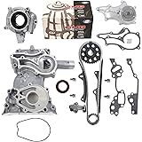 NEW HD Timing Chain Kit (2 Heavy Duty Metal Guides & Bolts) with Timing Cover, Water Pump, & Oil Pump compatible with 85-95 T