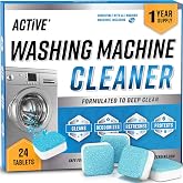 Washing Machine Cleaner Descaler 24 Pack - Deep Cleaning Tablets For HE Front Loader &amp; Top Load Washer, Septic Safe Eco-Friendly Deodorizer, Clean Inside Drum and Laundry Tub Seal - 12 Month Supply