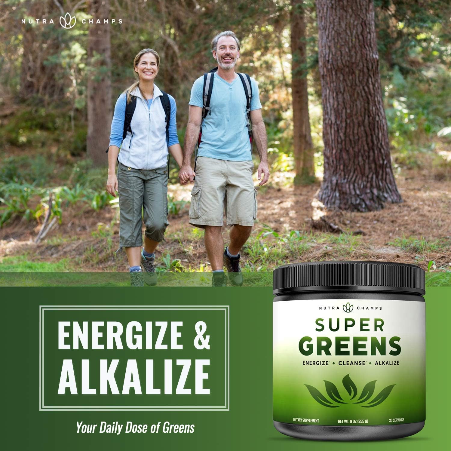 Super Greens Powder Premium Superfood - 20+ Organic Green Veggie Whole Foods - Wheat Grass, Spirulina, Chlorella & More - Antioxidant, Digestive Enzyme & Probiotic Blends | Vegan Juice Supplement: Health & Personal Care