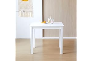 Livinia Cabin 33.5" Wooden Dining Table/Small Rectangular Modern Farmhouse Solid Wood Kitchen Table Desk (White)