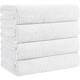 Lunoku Bath Towels Set of 4 Extra Large 35 x 70 Inches,Luxury Thick High Absorbent and Quick Dry Bath Sheet,Ultra Soft Microfiber,Bathroom,Beach,Yoga,Sport,SPA,Fitness (White)