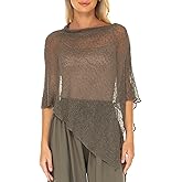 SHU-SHI Womens Sheer Knit Poncho Shrug Lightweight Cover Up One Size Fits Most