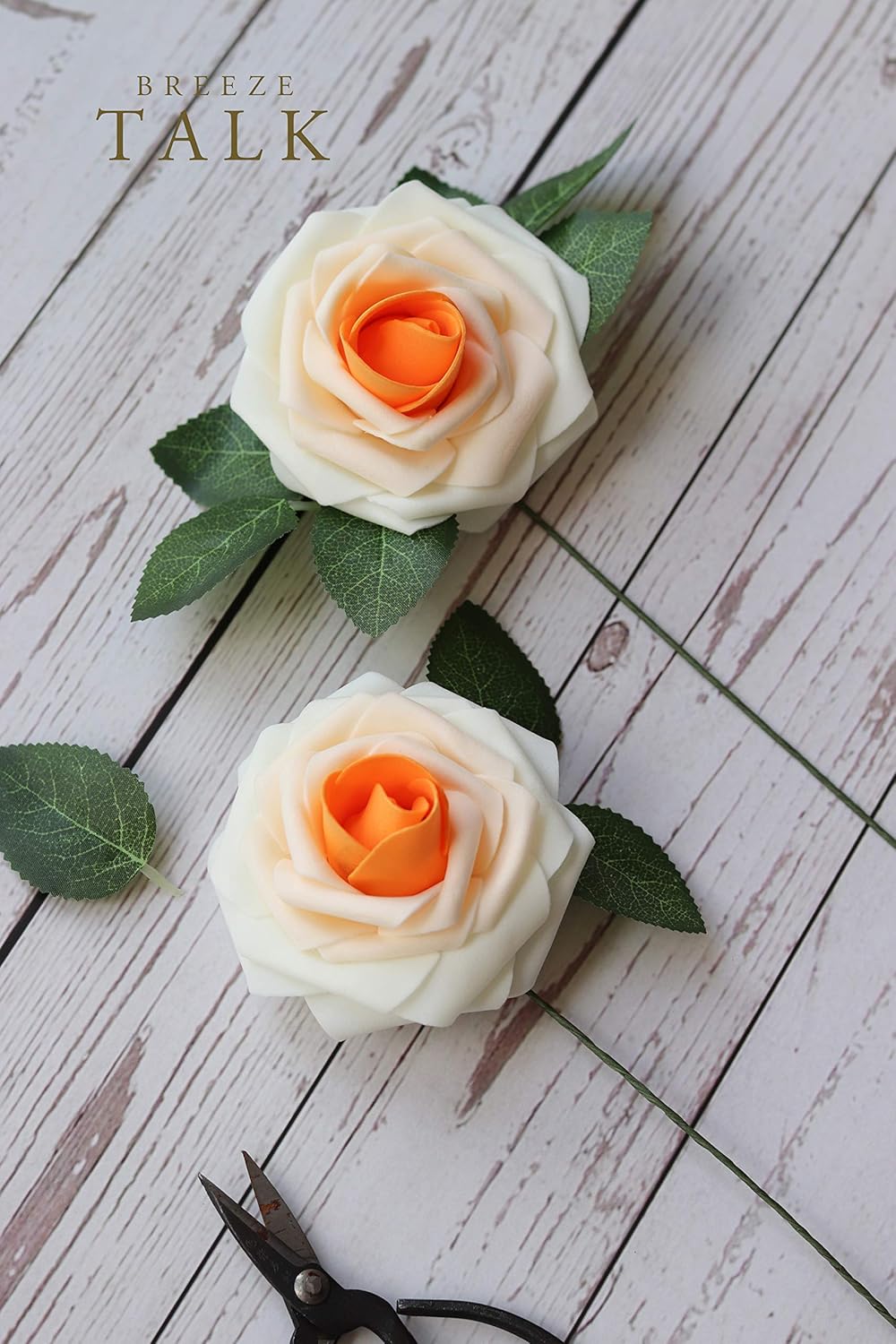 Amazon Com Breeze Talk Artificial Flowers 25pcs Roses Realistic Fake Roses W Stem For Diy Wedding Bouquets Centerpieces Arrangements Party Baby Shower Home Decorations Kitchen Dining