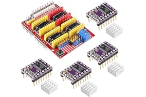 AITIAO CNC Shield Expansion Board V3.0 + 4Pcs DRV8825 Stepper Motor Driver Module with Heat Sink for Engraver 3D Printer Ramps 1.4 StepStick