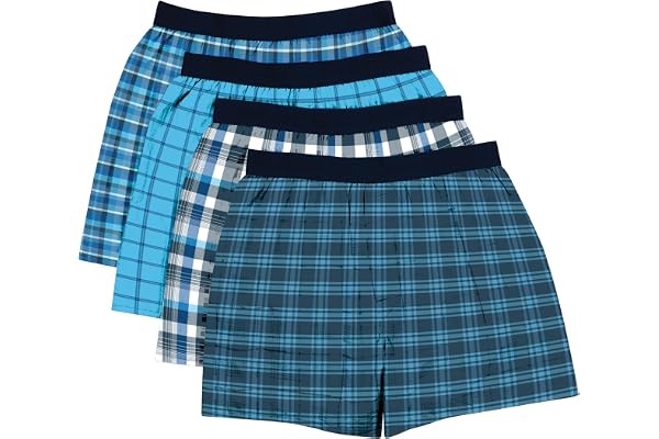 Hanes Men's 4 Pack FreshIQ Cotton Woven Boxer