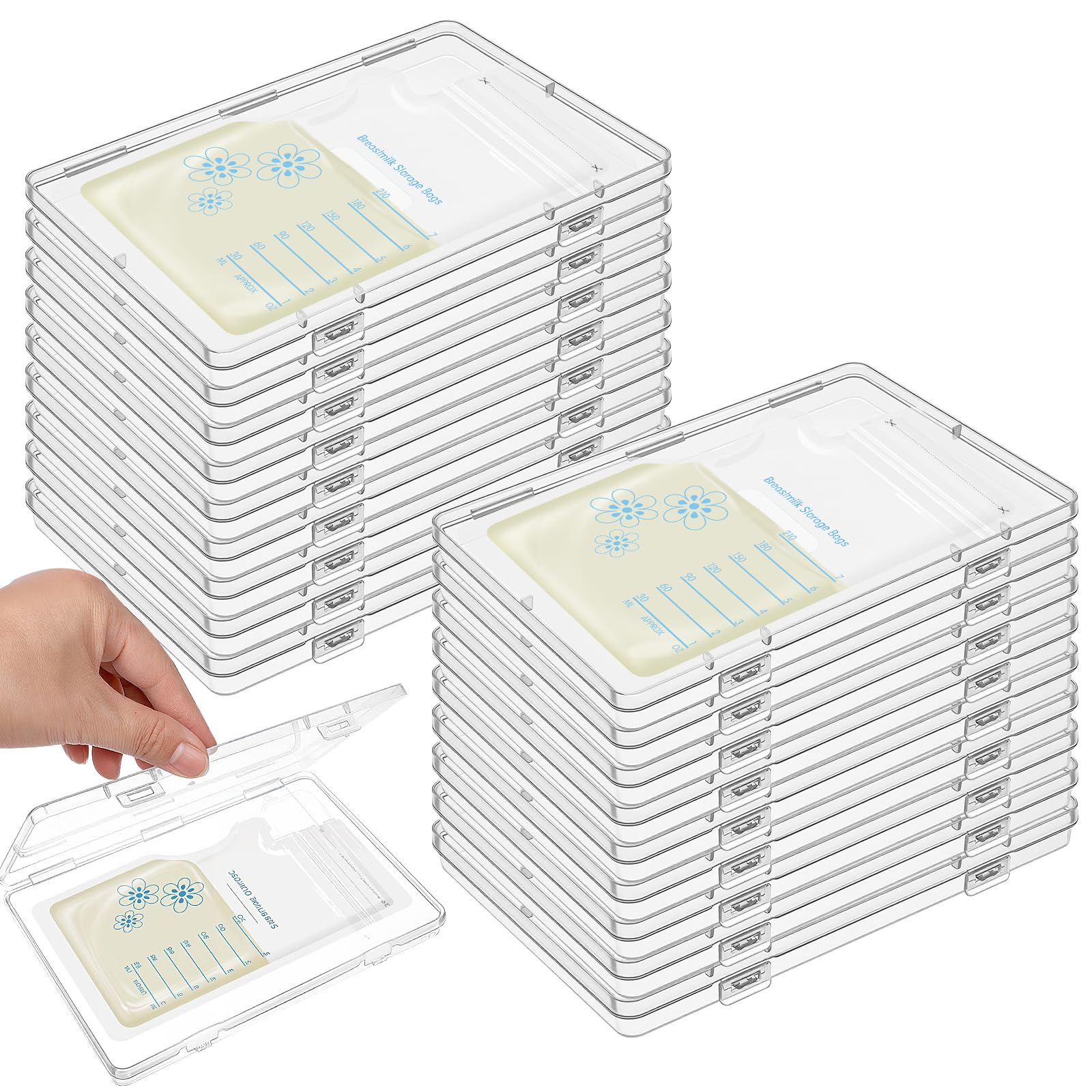 Photo 1 of 18pcs Clear Flat Breast Milk Freezer Storage Organizer,7.48 x 5.12 x 0.76 in Space Saving Breastmilk Storage Breastmilk Freezer Tray Breastfeeding Bag Organization