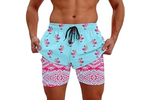 westwolf Men Swim Trunks 5.5 Inch Board Shorts 2 in 1 Swimwear with Compression Liner