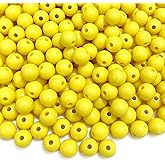 LIMAOLLY Acrylic Round Pastel Beads Candy Color Plastic Spacer Beads for DIY Necklace Bracelet Earring Jewelry Making (Yellow, 6mm)