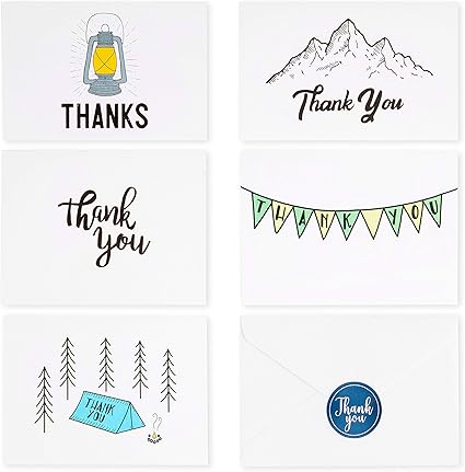 Amazon Thank You カード バラエティーパック 50枚入り ユニークなデザイン 封筒 ステッカー ボックス付き 紙製品 文房具 オフィス用品