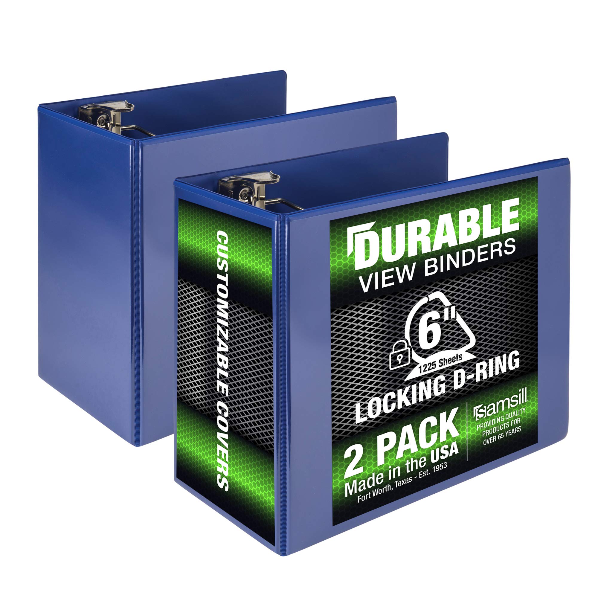 Photo 1 of Samsill Durable 6 inch 3 Ring Binder, Locking D Ring 100% Recycled Chipboard, Blue, 2 Pack
