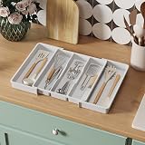 Lifewit Utensil Drawer Organizer Extendable Cutlery Tray White view 9