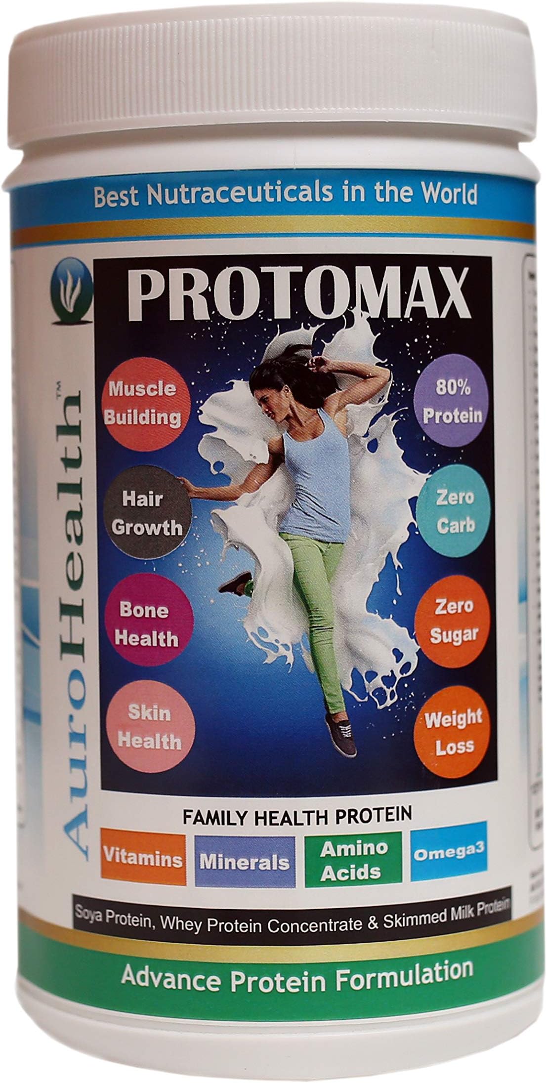 AuroHealth Protomax - Zero Carb Zero Sugar AuroHealth Protomax 80% Protein Super Food 200gms 100% Natural Herbal Products