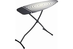 Brabantia Size D Ironing Board (53 x 18in) Heat Resistant Parking Zone, Black Frame, Non-Slip Feet, Suitable for Sit Down Ironing (Titan Oval)