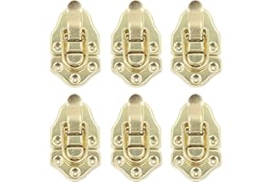Geesatis 6 Pcs Metal Duckbilled Box Hasp Lock Toggle Latch Catch Decorative Hasp Box Trunk Latch Hasps for Jewelry Wooden Case Boxes, with Mounting Screws, Gold, 2.7" X 1.5"