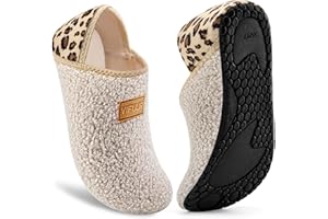 VIFUUR House Slippers for Women Men Slip on Indoor Barefoot Slipper Socks Fuzzy Cozy Sock Shoes for Home Bedroom Travel
