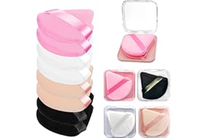ZZJKEEP 8 Pieces Triangle Powder Puff with 4 Travel Cases, Triangle Makeup Puff, Reusable Velour Makeup Sponge Blending Puff for Loose Powder and Foundation, Beauty Makeup Tools (4 colors)