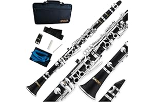 KAYATA Clarinet-B Flat Clarinet/Student Nickel Plated Clarinet with Clarinet Reed, Clarinet Cleaning Kit, Canvas Clarinet Case.