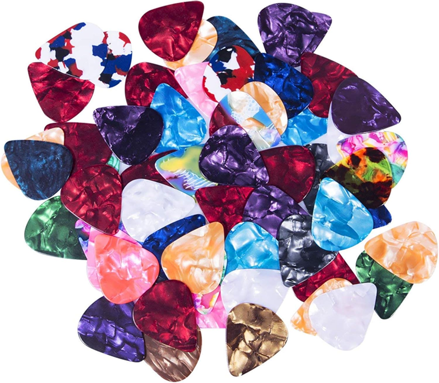 CAIHONG Guitar Picks Medium 50 Pack, Plectrums Celluloid Gauge Assorted Pearl Variety Pack, Mixed Colorful - Image 3