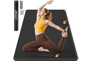GYMCOPE 6'x4' Large Yoga Mat - 1/4", 1/3", 2/5", 1/2" Thick Exercise Mat, 72"x48" Extra Wide TPE Workout Mat for Women and Men, Non-Slip Pilates Mat for Home Gym, Yoga, Stretching, Meditation