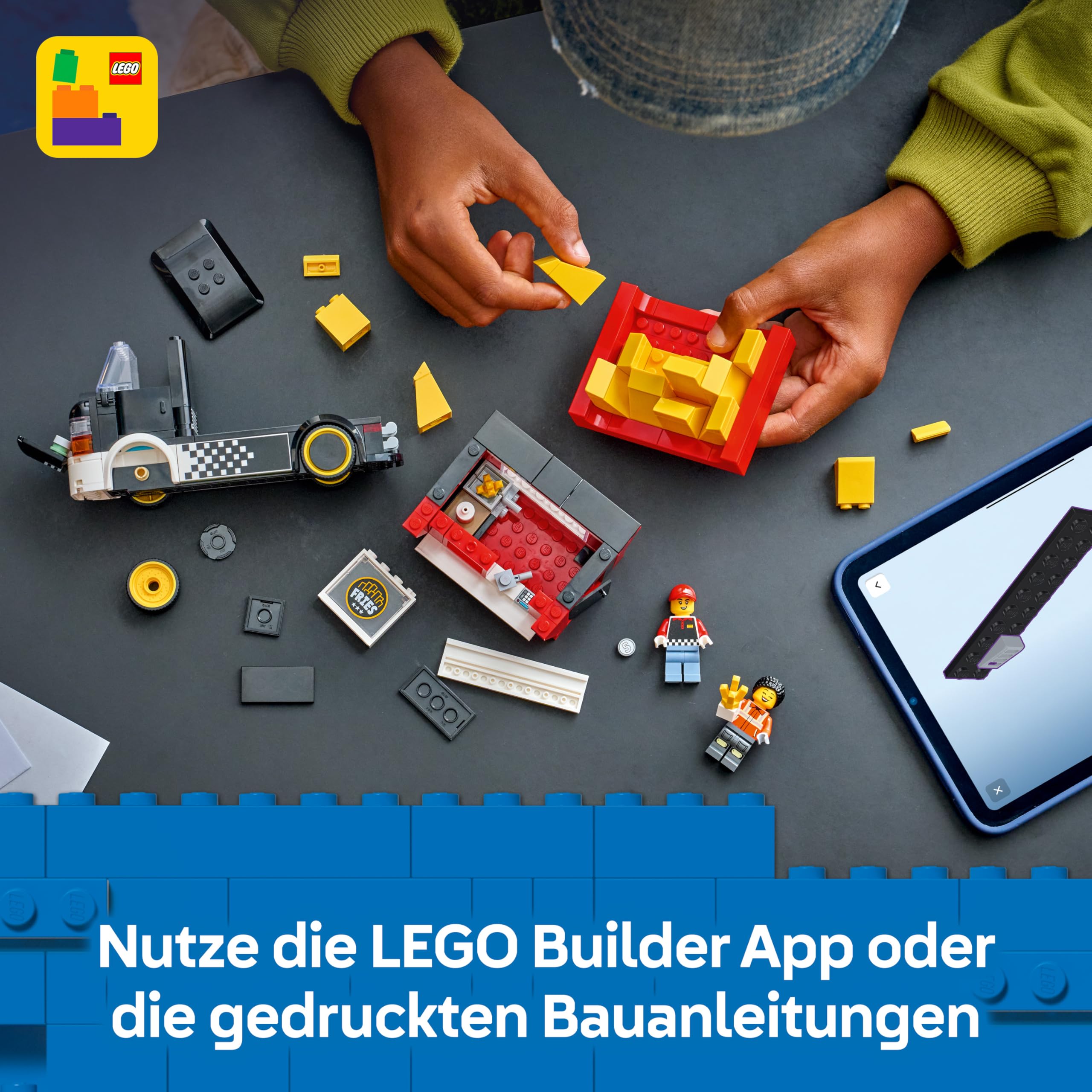 LEGO City Pommes-Truck - Spielzeug Fahrzeug Modellbau mit abnehmbarem Verkaufsbereich, 2 Minifiguren und Zubehör - Geburtstagsgeschenk für Jungen ab 5 Jahren - 60488 6