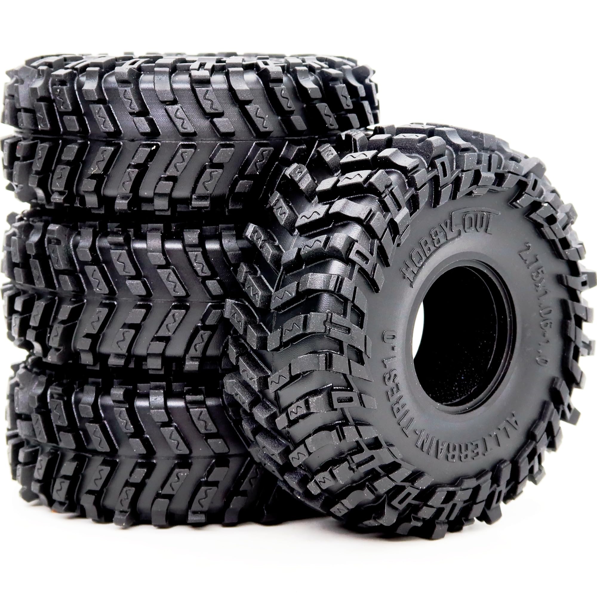 Photo 1 of HOBBYSOUL 1.0 Tires 70mm Tall All Terrain Super Soft Sticky mud Tyre for RC Crawler 1/24 SCX24 1/18 TRX4M Upgrades