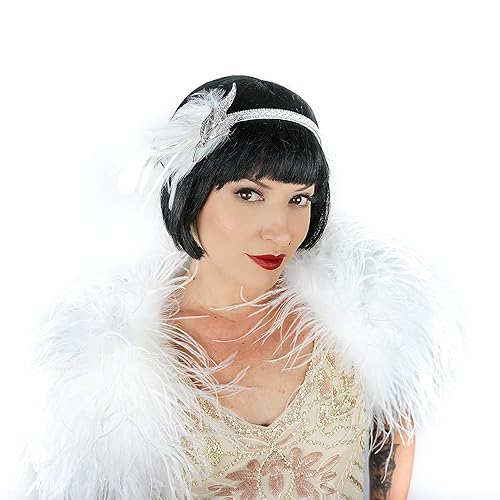 Amazon Com White Feather Headband W Rhinestone Leaf Great