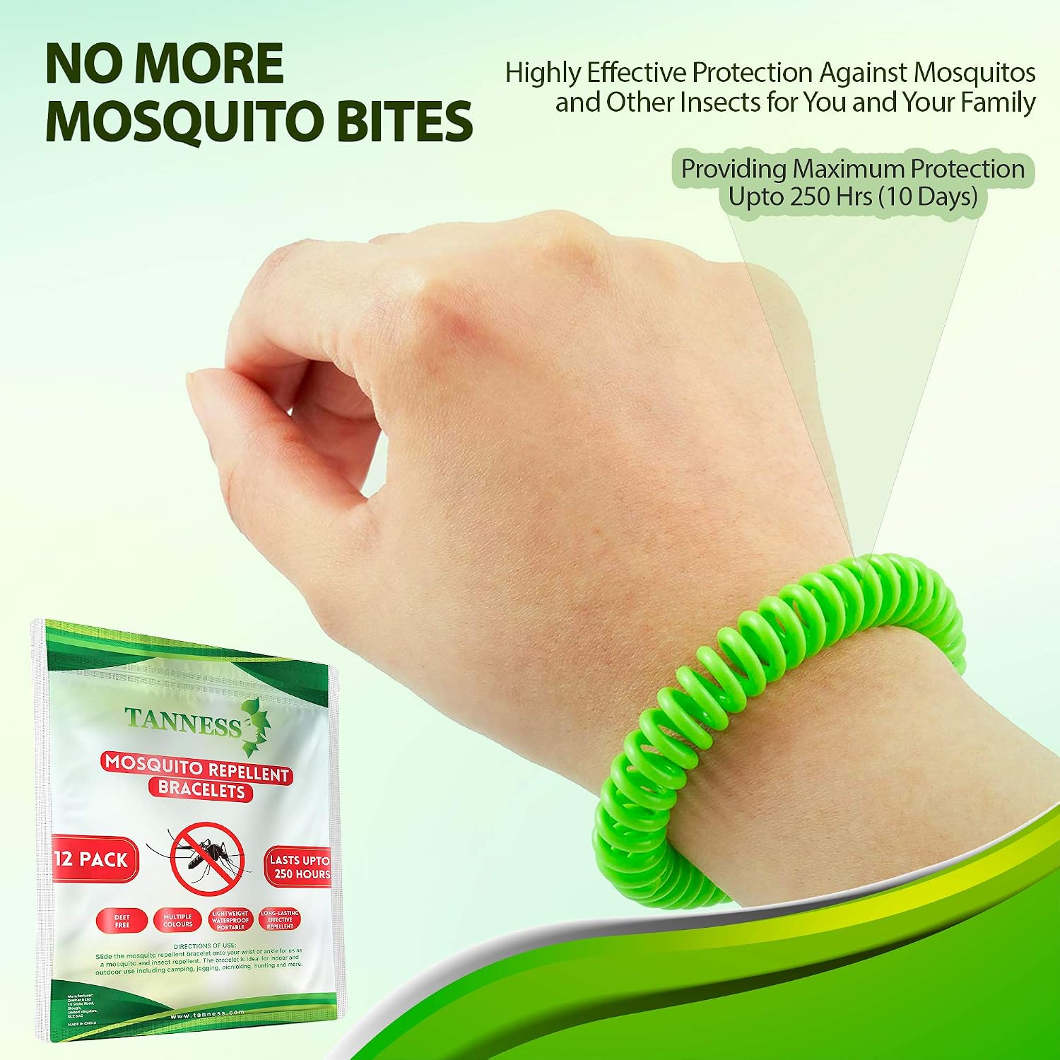 Tanness 12 Pack Mosquito Repellent Bracelet, Non-Toxic DEET-Free Bug & Insect Repellent Bands, Waterproof Mosquito Bands - Image 5