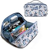 Bioworld Disney Stitch Poses All-Over Print 9" Blue Cosmetic Bag